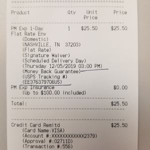 Express overnight shipping